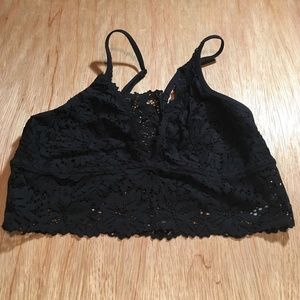 Aerie Black Lace Racerback Bralette, Medium